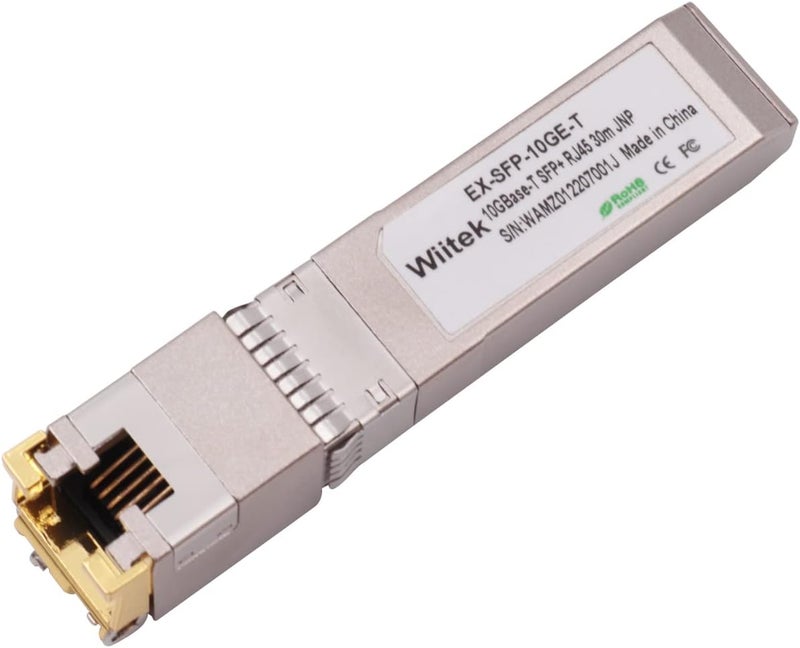 Wiitek 10G SFP+ to RJ45 Copper Modules, 1.25G/2.5G/5G/10GBase-T Ethernet Copper to SFP+ Transceiver Compatible for Juniper EX-SFP-10GE-T(Cat 6a/7 or Better, 30-Meter) - Image 1